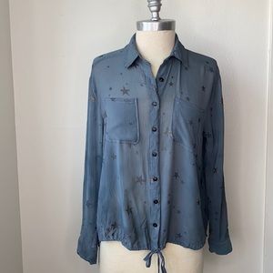 Free People Stars Gray Button Down Shirt XS